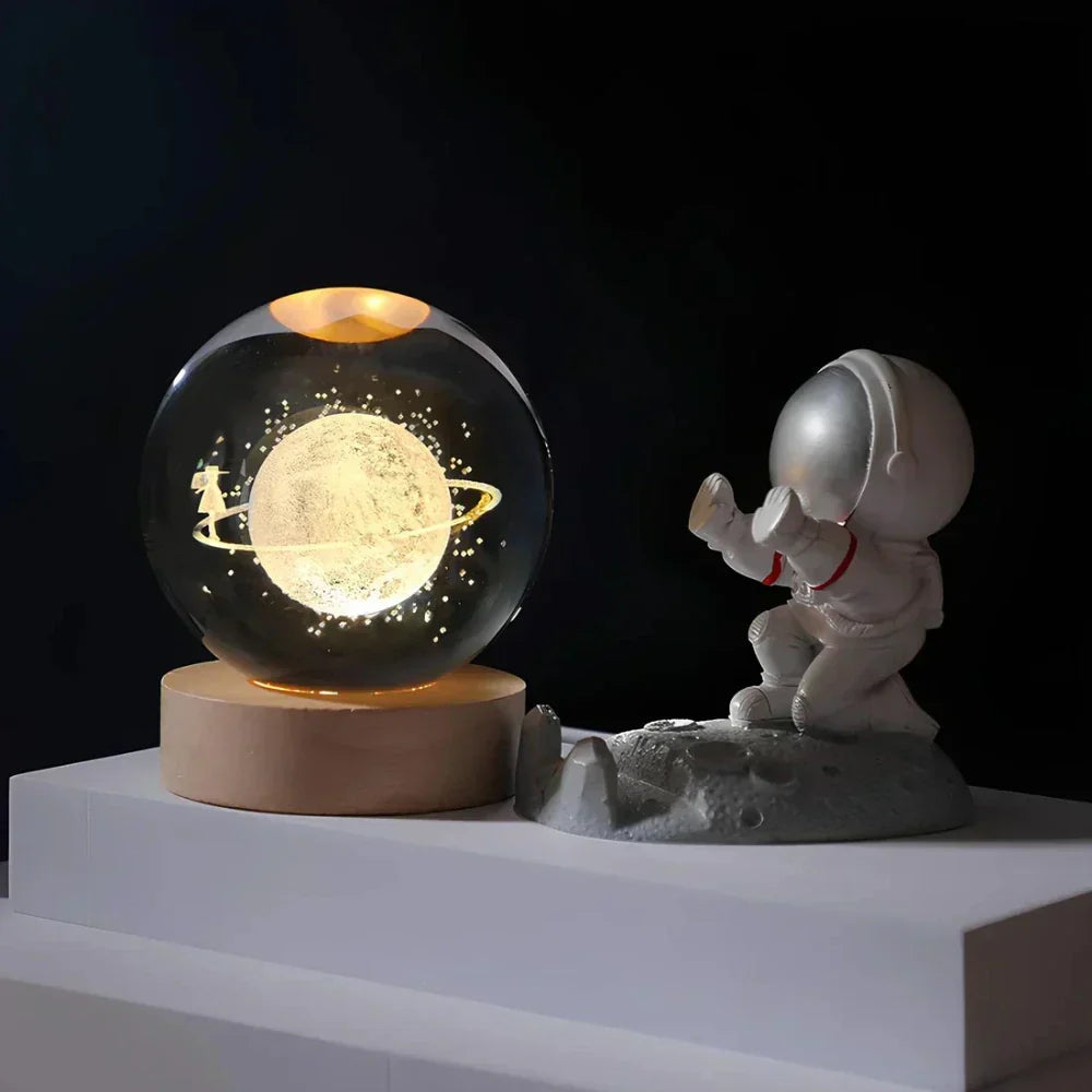 Crystal Ball LED Night Light With 3D Planet Engraving Table Lamp | Temsk