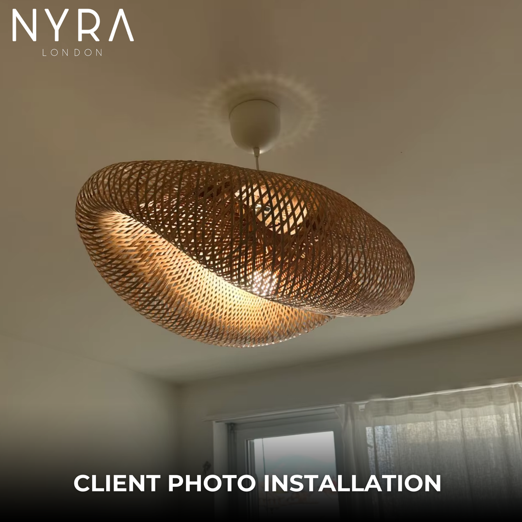 Solara Bamboo Weaving Pendant Light Handcrafted Vintage LED Fixture | Temsk