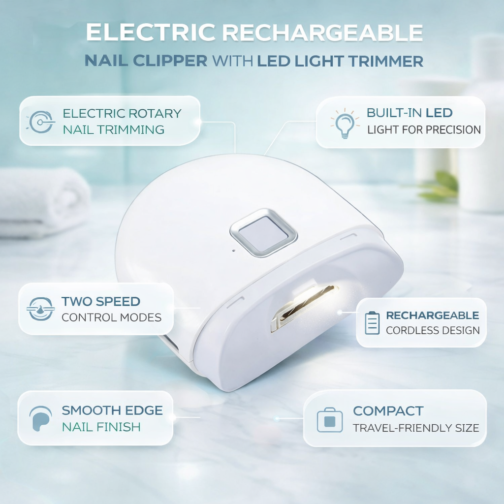 Rechargeable Electric Nail Clipper With LED Light For Fingernails And Toenails | Temsk