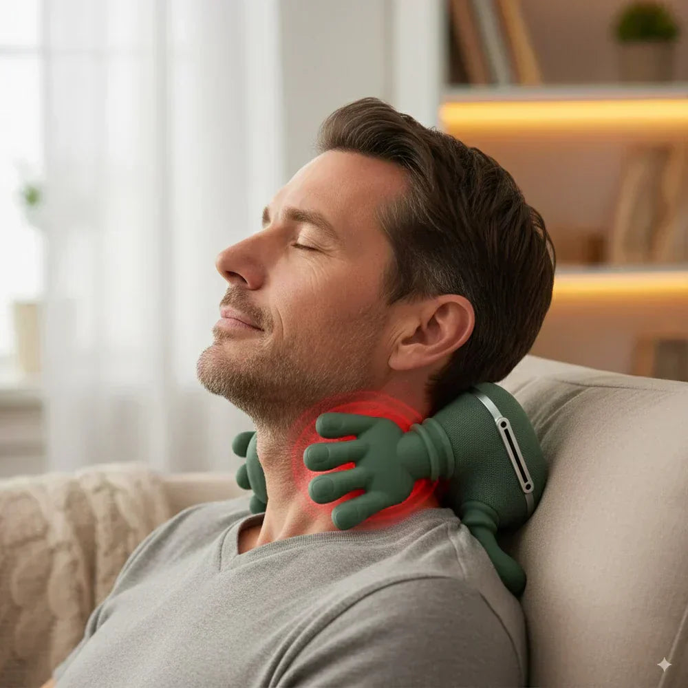 Portable Heated Neck Massager With Vibrating Therapy For Home Or Travel | Temsk