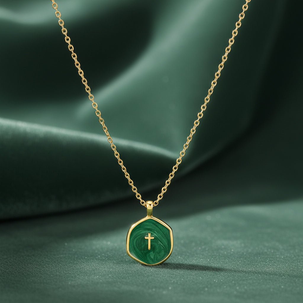 Cross Pendant Necklace With Gold Disc Dainty Jewelry For Mother's Day | Temsk