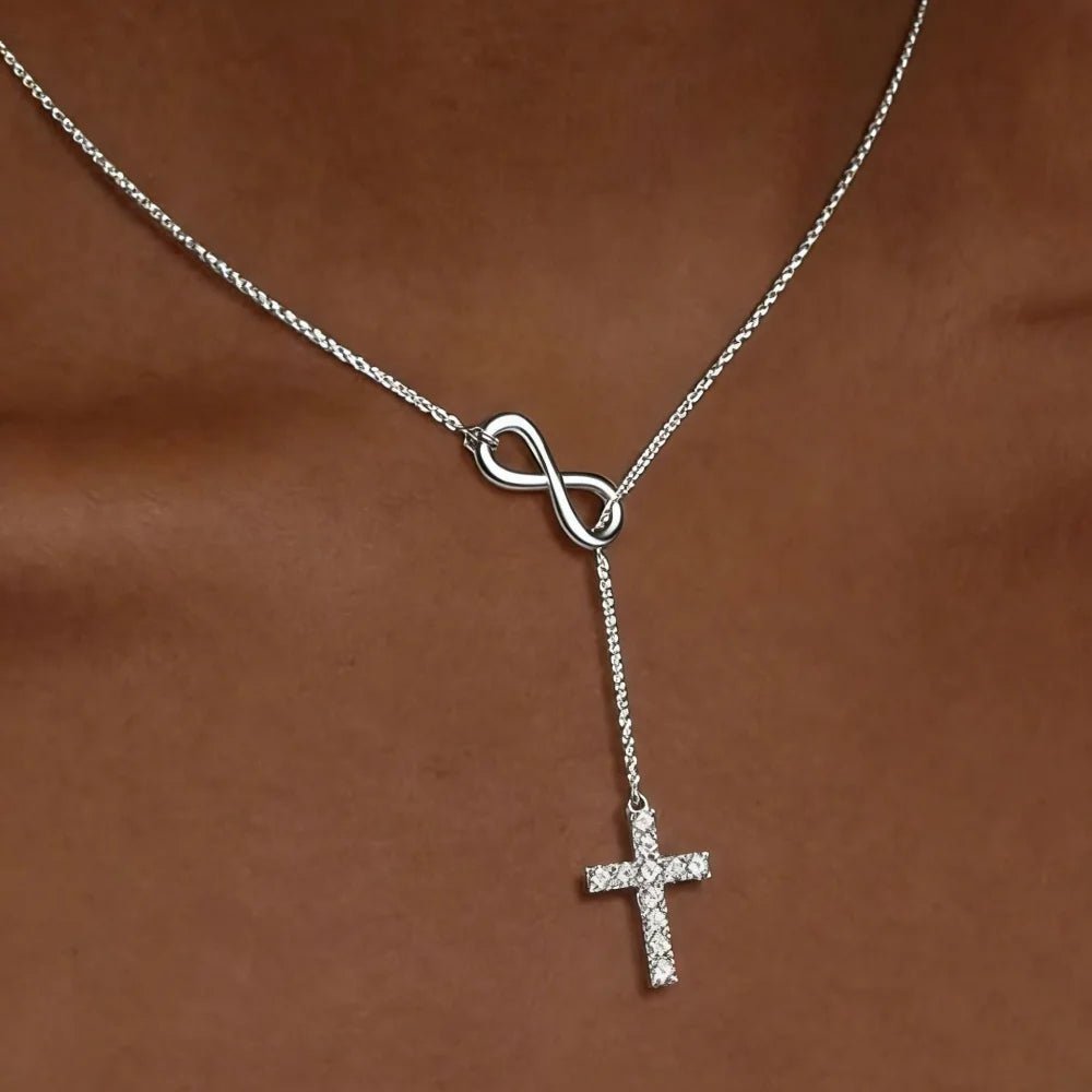 Gold Infinity Necklace With Cross Y Pendant For Mother's Day | Temsk
