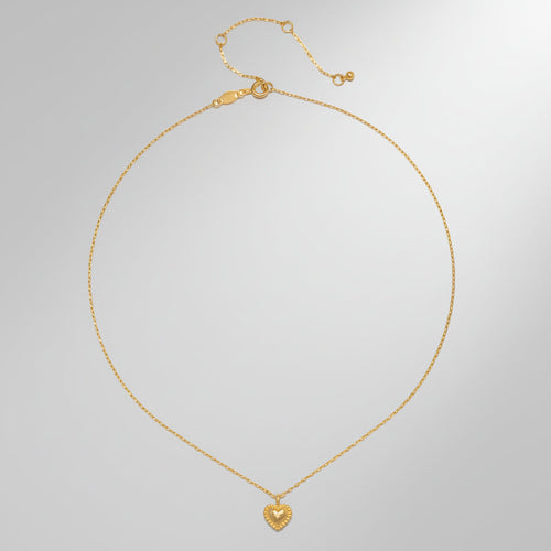 18K Gold Plated Heart Necklace With Hammered Pendant | Temsk