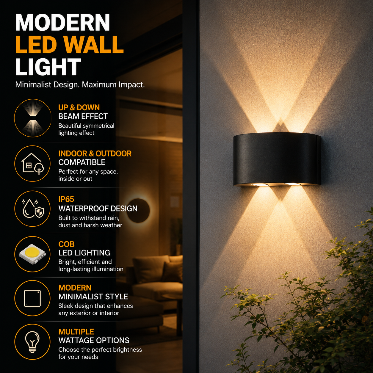 Outdoor-LED-Wandleuchte für moderne Akzentbeleuchtung im Zuhause | Temsk