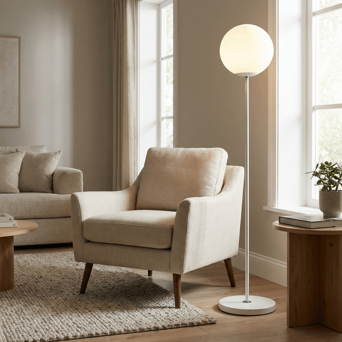 Globe Floor Lamp in Metal and Glass, Nordic Style, 60 Inches Tall | Temsk