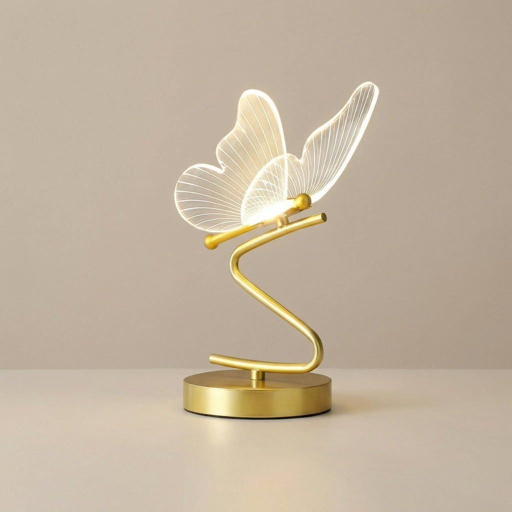 Butterfly Design Nordic Style Table Lamp - Metal And Glass, 16in | Temsk