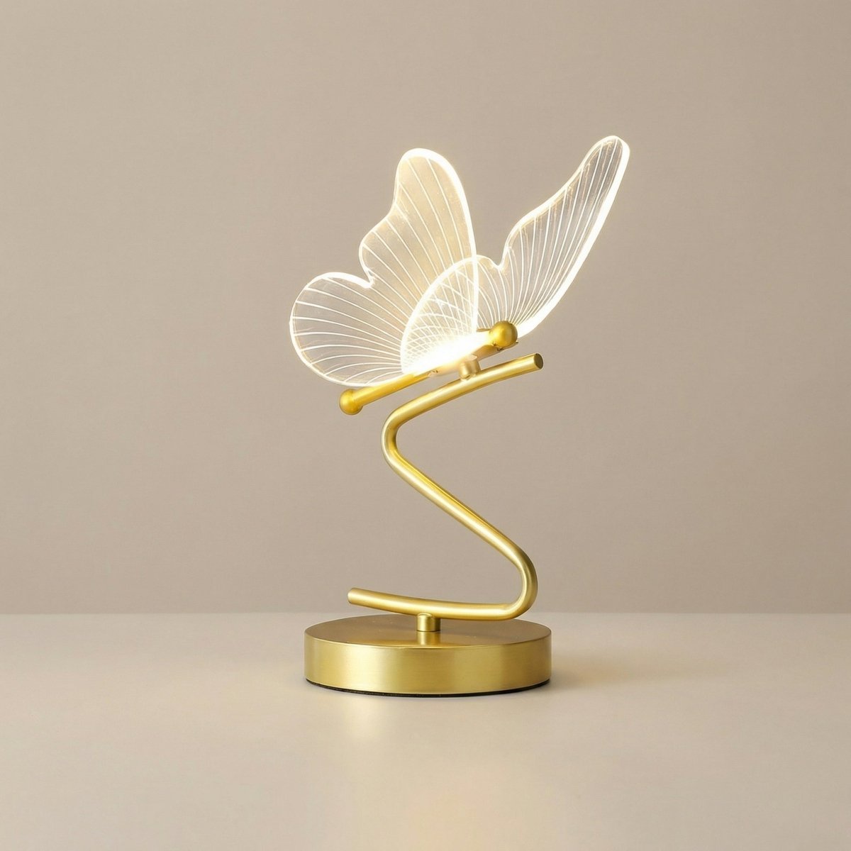 Butterfly Design Nordic Style Table Lamp - Metal And Glass, 16in | Temsk