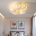 Swan Feather Ceiling Lamp In Metal Frame With Warm White LED Mood Lighting For Living Room | Temsk