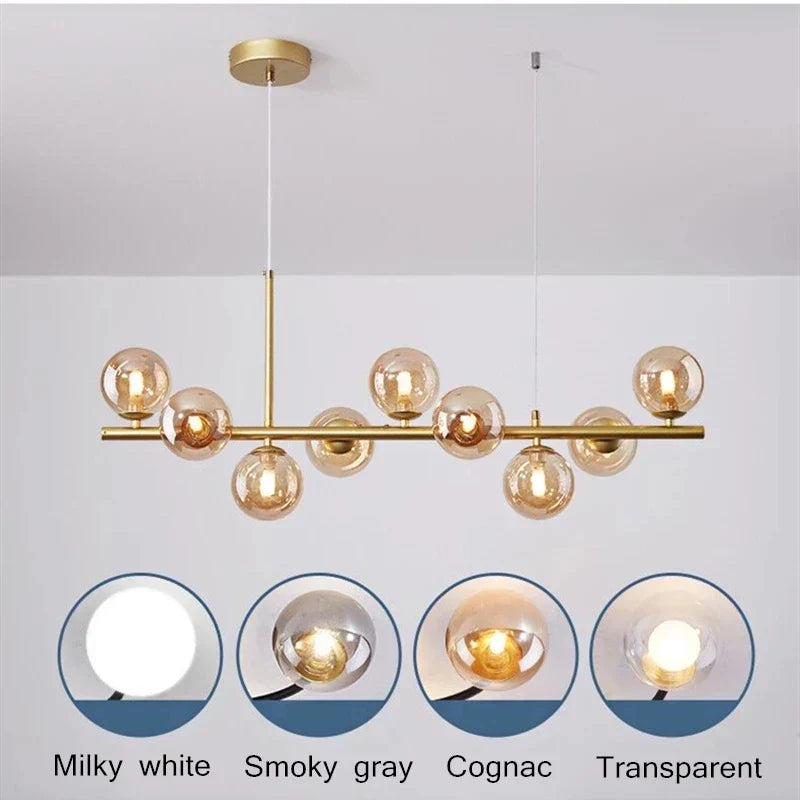 NordicGlow Glas Pendelleuchte für die Küche Elegante Deckenleuchte in Schwarz | Temsk