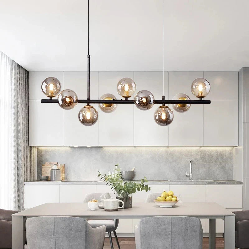 NordicGlow Glas Pendelleuchte für die Küche Elegante Deckenleuchte in Schwarz | Temsk