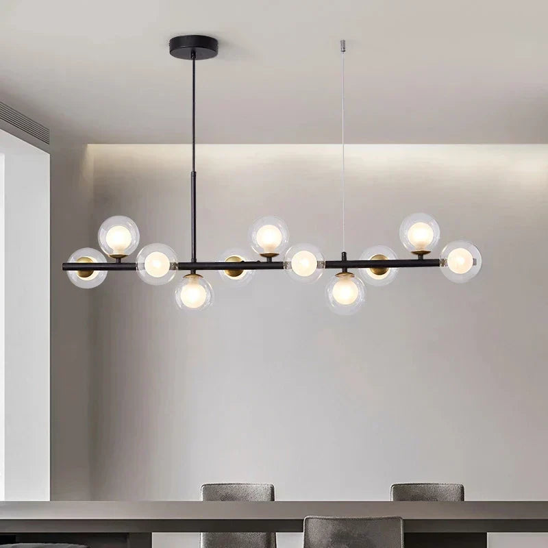 NordicGlow Glas Pendelleuchte für die Küche Elegante Deckenleuchte in Schwarz | Temsk