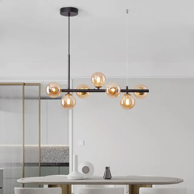 NordicGlow Glas Pendelleuchte für die Küche Elegante Deckenleuchte in Schwarz | Temsk
