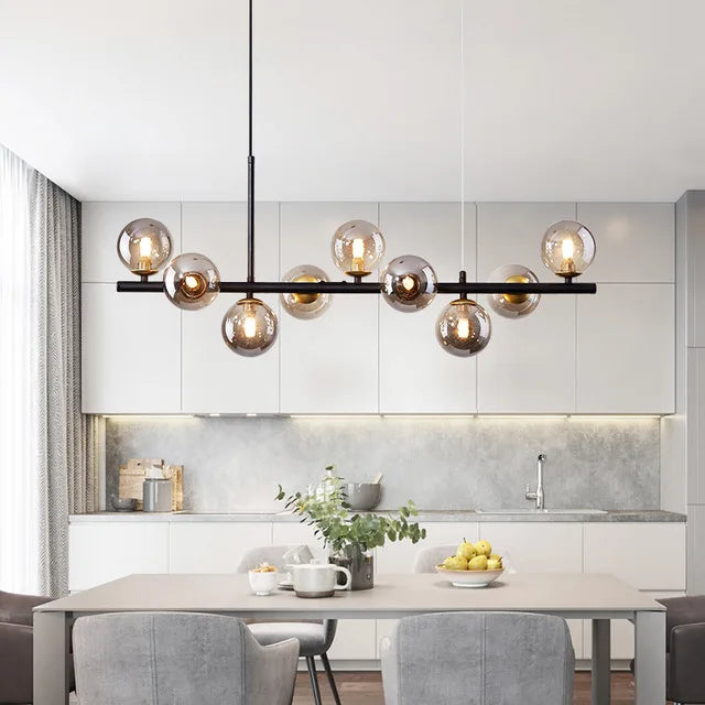 NordicGlow Glas Pendelleuchte für die Küche Elegante Deckenleuchte in Schwarz | Temsk