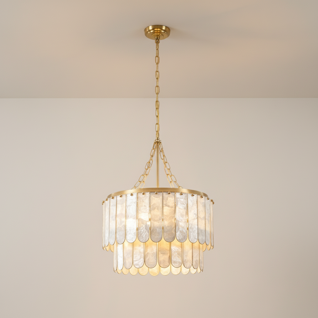 AuroraLume elegantní moderní lustr z mušlí Capiz do jídelny | Temsk
