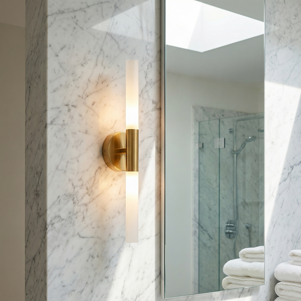 Aurea Slim Brass Wall Sconce Lamp for Contemporary Interiors | Temsk