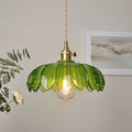 Florale Glas-Pendelleuchte mit Vintage-Charme in farbigem Glas | Temsk