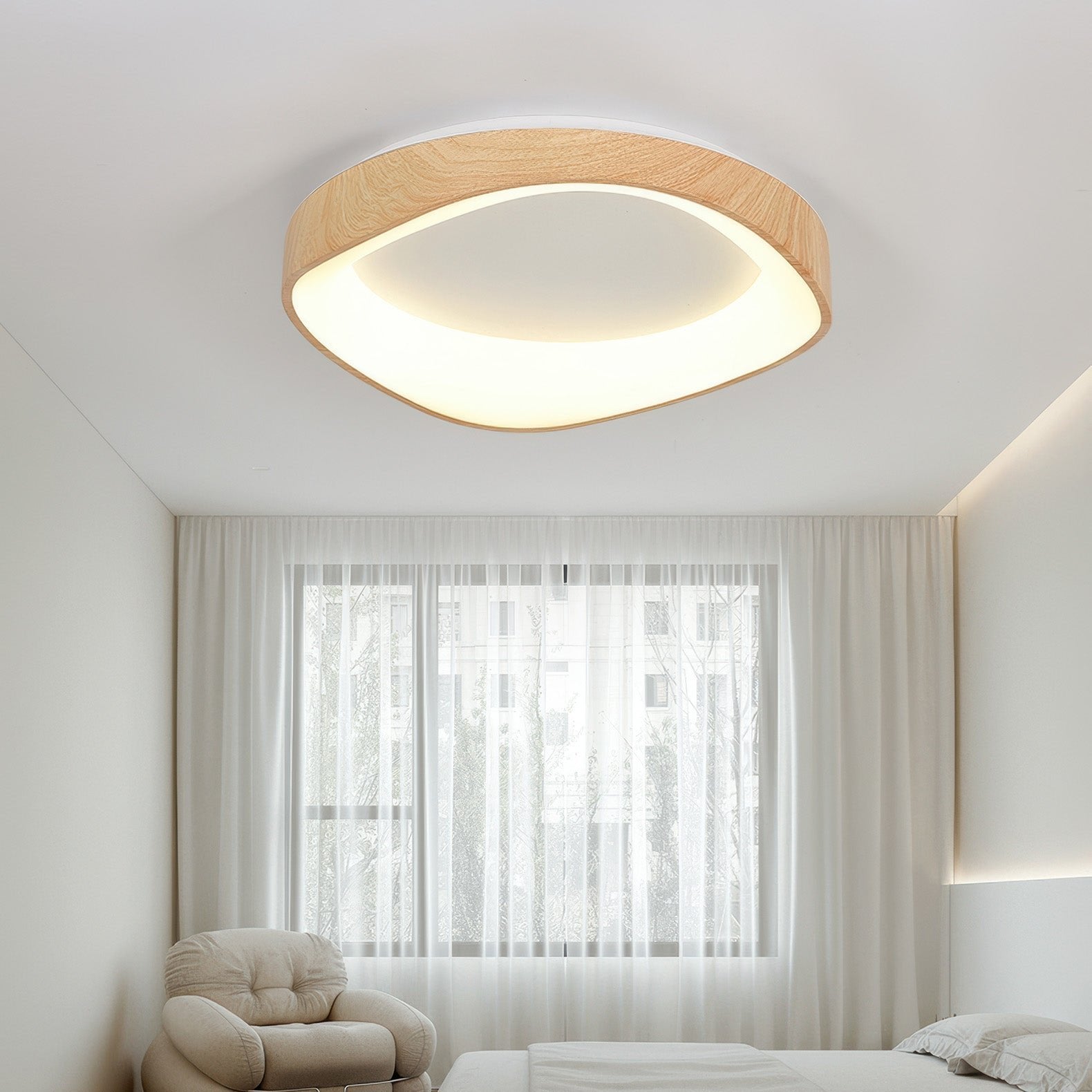 Wood Look Scandinavian LED Ceiling Light For Living Room And Bedroom | Temsk