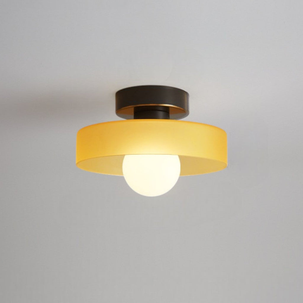 Französische Bauhaus Minimalistische Deckenleuchte mit Messing und Glas | Temsk