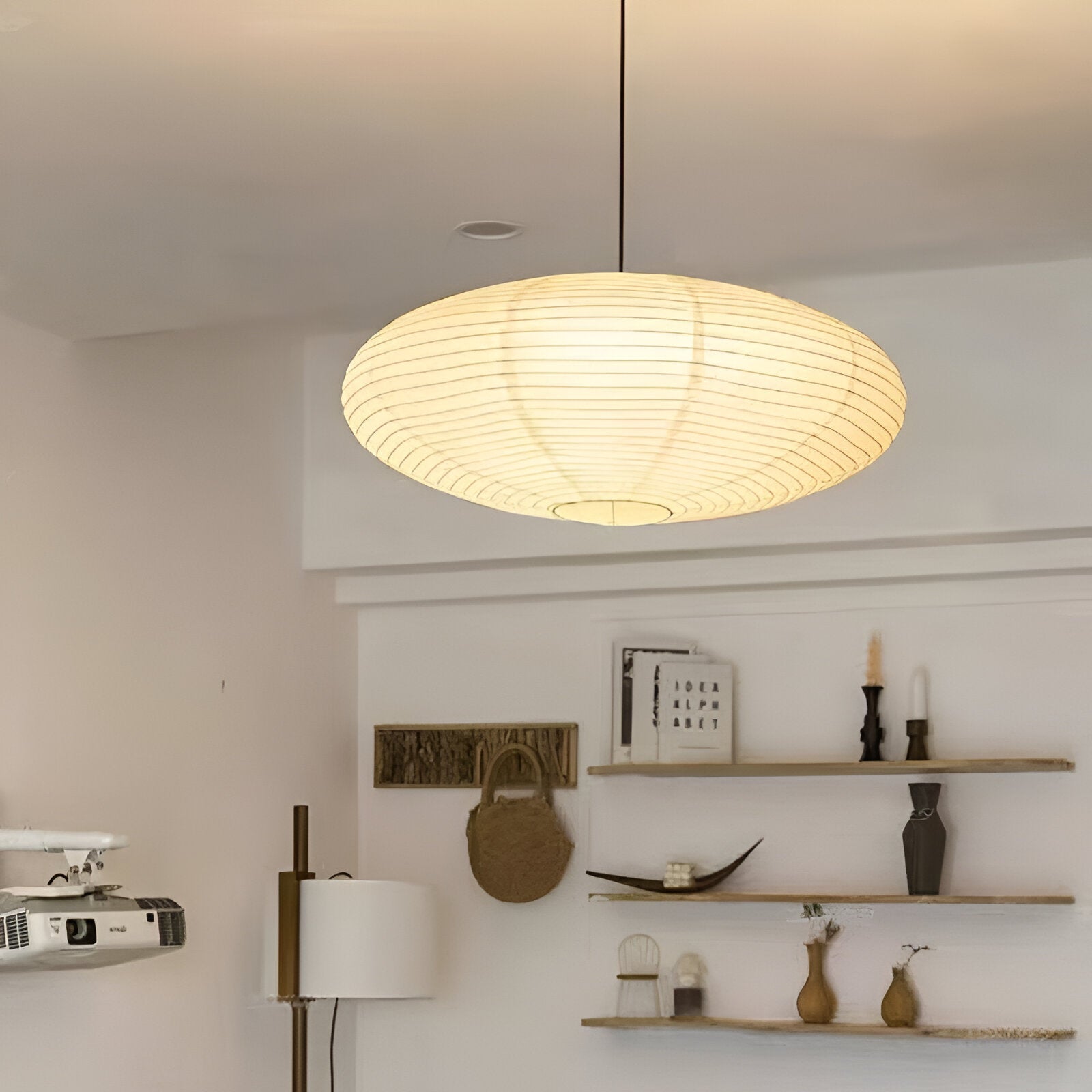Mulberry papir Japandi loftslampe med geometrisk hvid LED 50/60 cm | Temsk