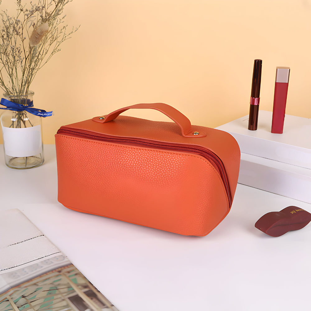 Travel Makeup Bag With PU Shell And Cosmetic Case Large Capacity | Temsk