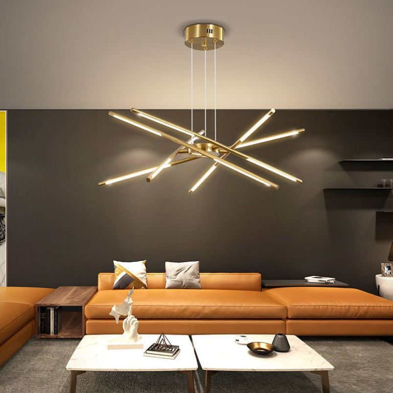 Aurora Web Gold Chandelier With Warm Ambient Glow For Modern Rooms | Temsk