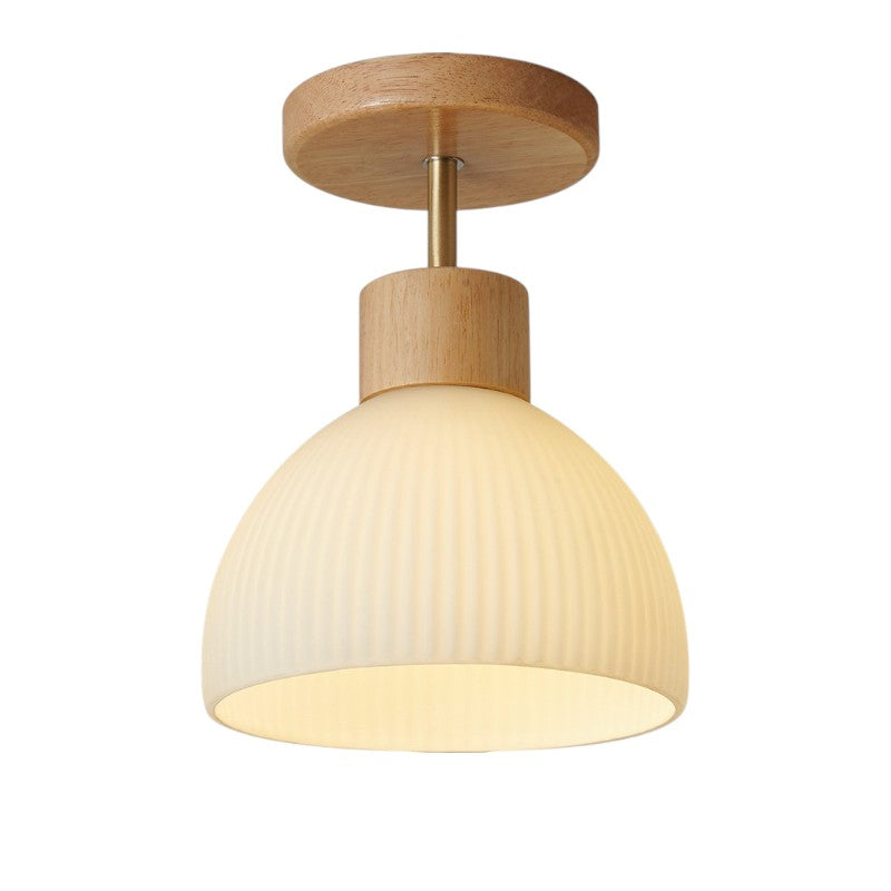 Ailse zeitlose Deckenleuchte aus Naturholz und Glas mit LED | Temsk