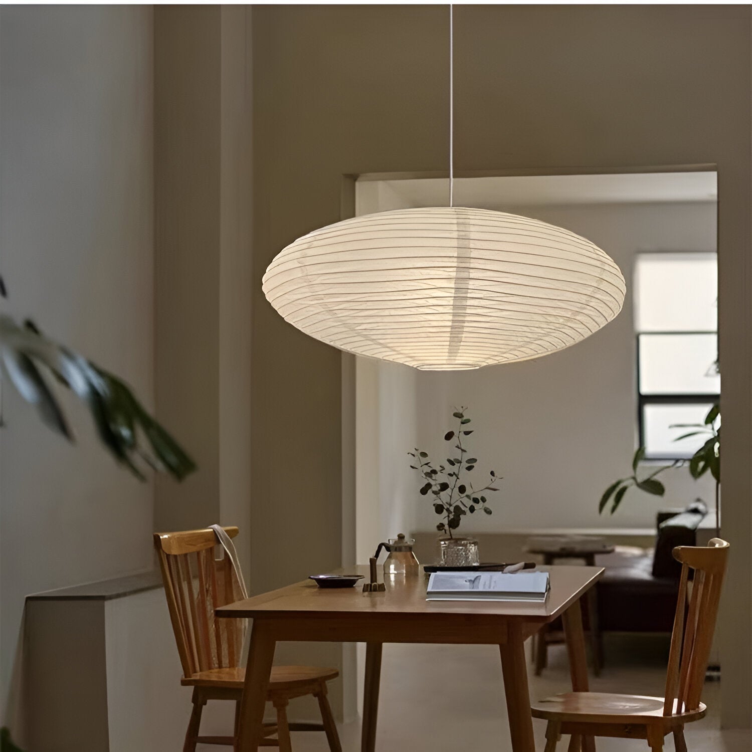Mulberry papir Japandi loftslampe med geometrisk hvid LED 50/60 cm | Temsk