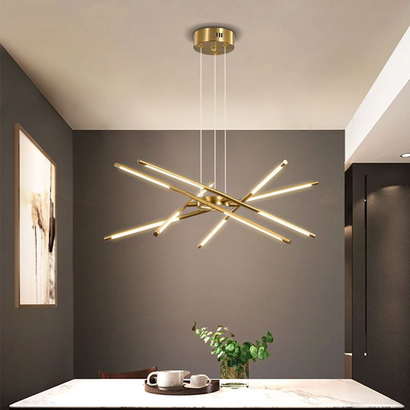 Aurora Web Gold Chandelier With Warm Ambient Glow For Modern Rooms | Temsk