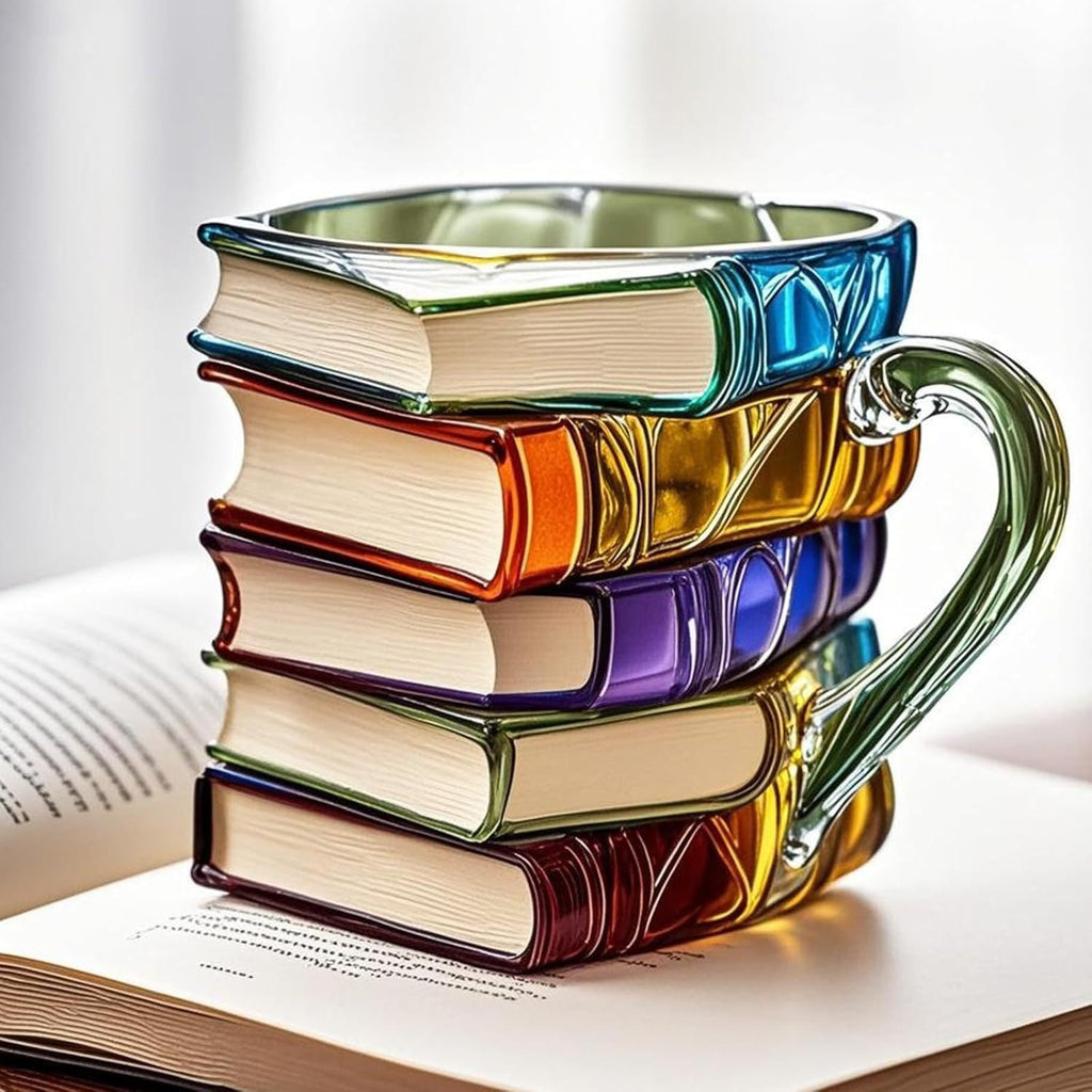 3D-Tasse für Kaffeeliebhaber mit Buch-Thema und Schreibtischdekoration | Temsk