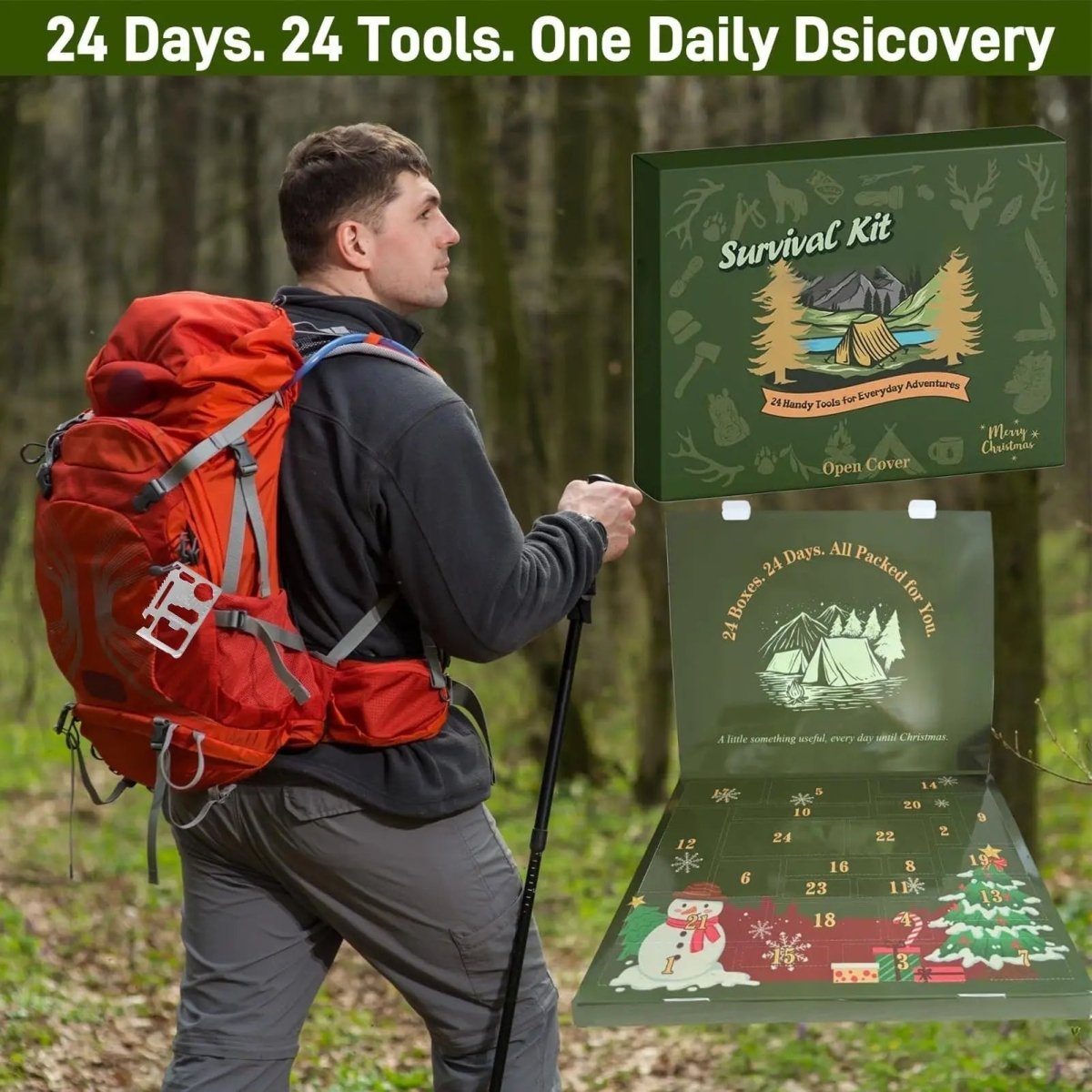 TrailForge 2025 24 Day Survival Advent Calendar With Essential Outdoor Tools | Temsk
