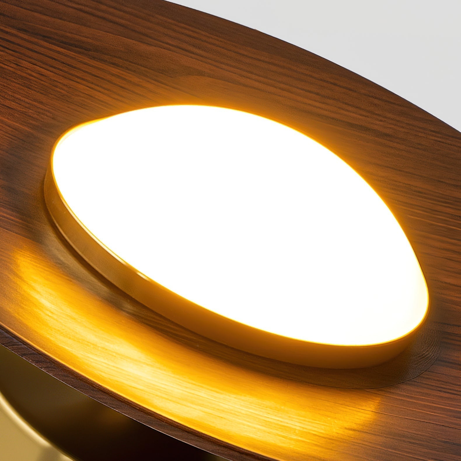Round LED Ceiling Light With Wood-Look Finish And Gold Frame, 24cm | Temsk