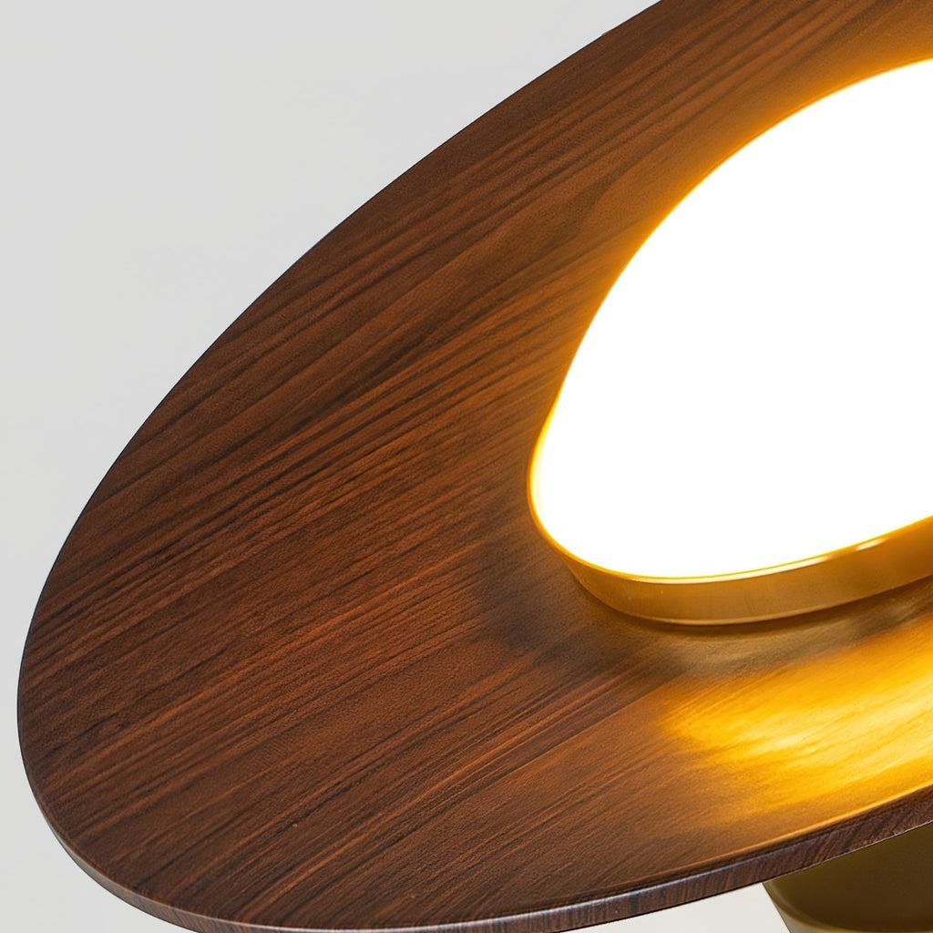 Round LED Ceiling Light With Wood-Look Finish And Gold Frame, 24cm | Temsk