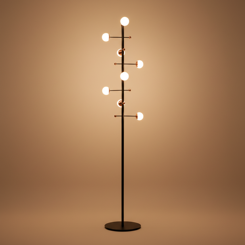 AuraLume Modern Dimmable Iron Floor Lamp With Opal Glass Globes | Temsk