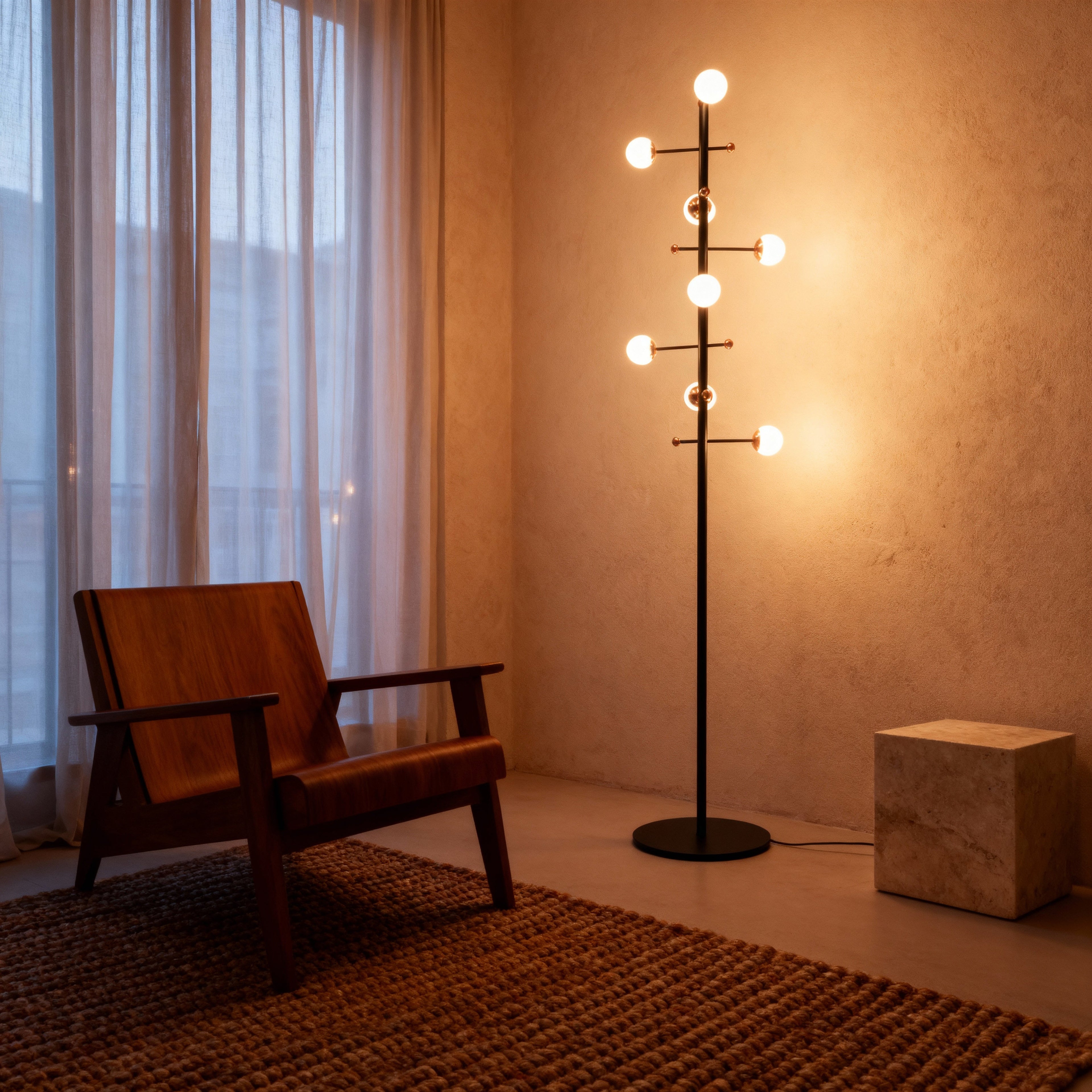 AuraLume Modern Dimmable Iron Floor Lamp With Opal Glass Globes | Temsk