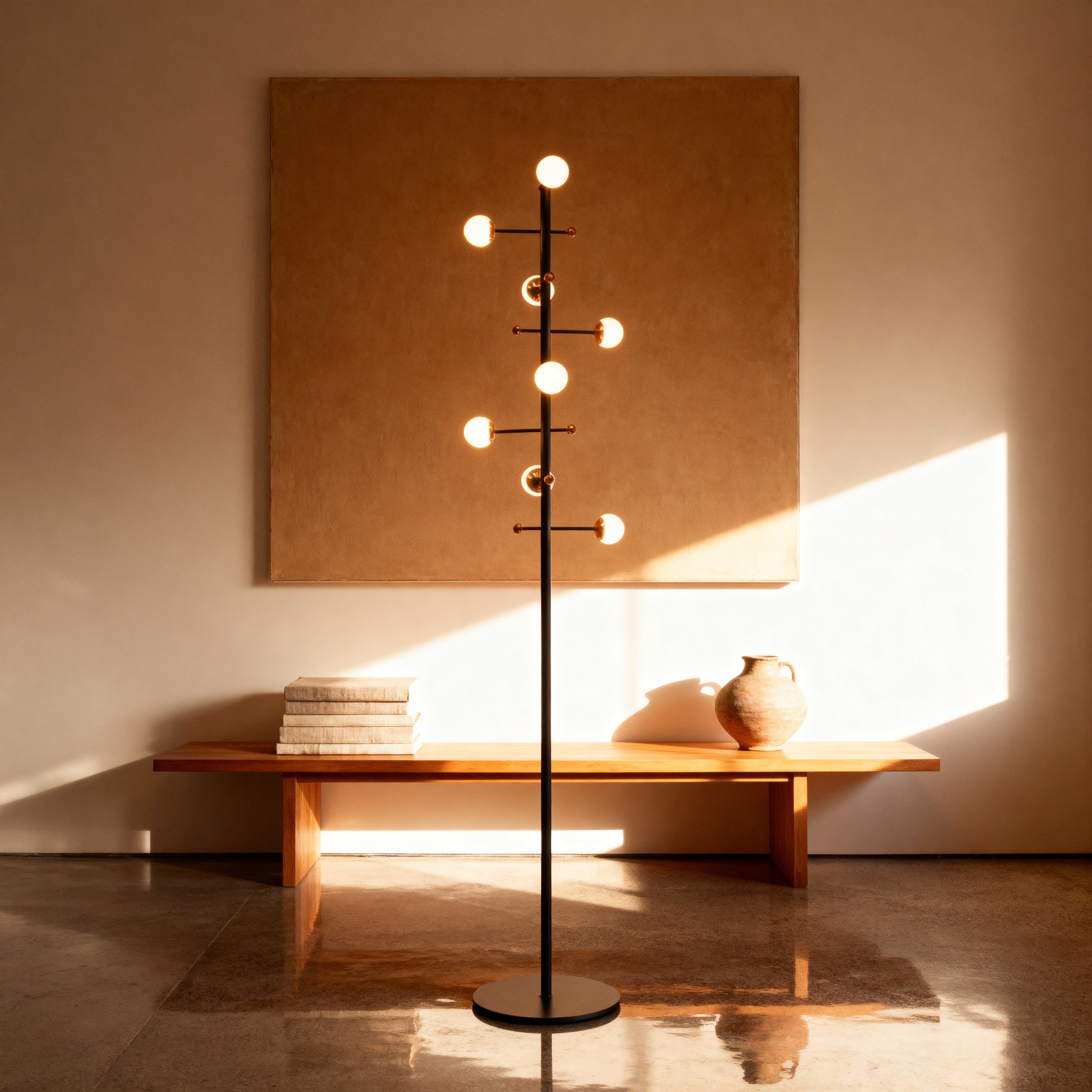 AuraLume Modern Dimmable Iron Floor Lamp With Opal Glass Globes | Temsk