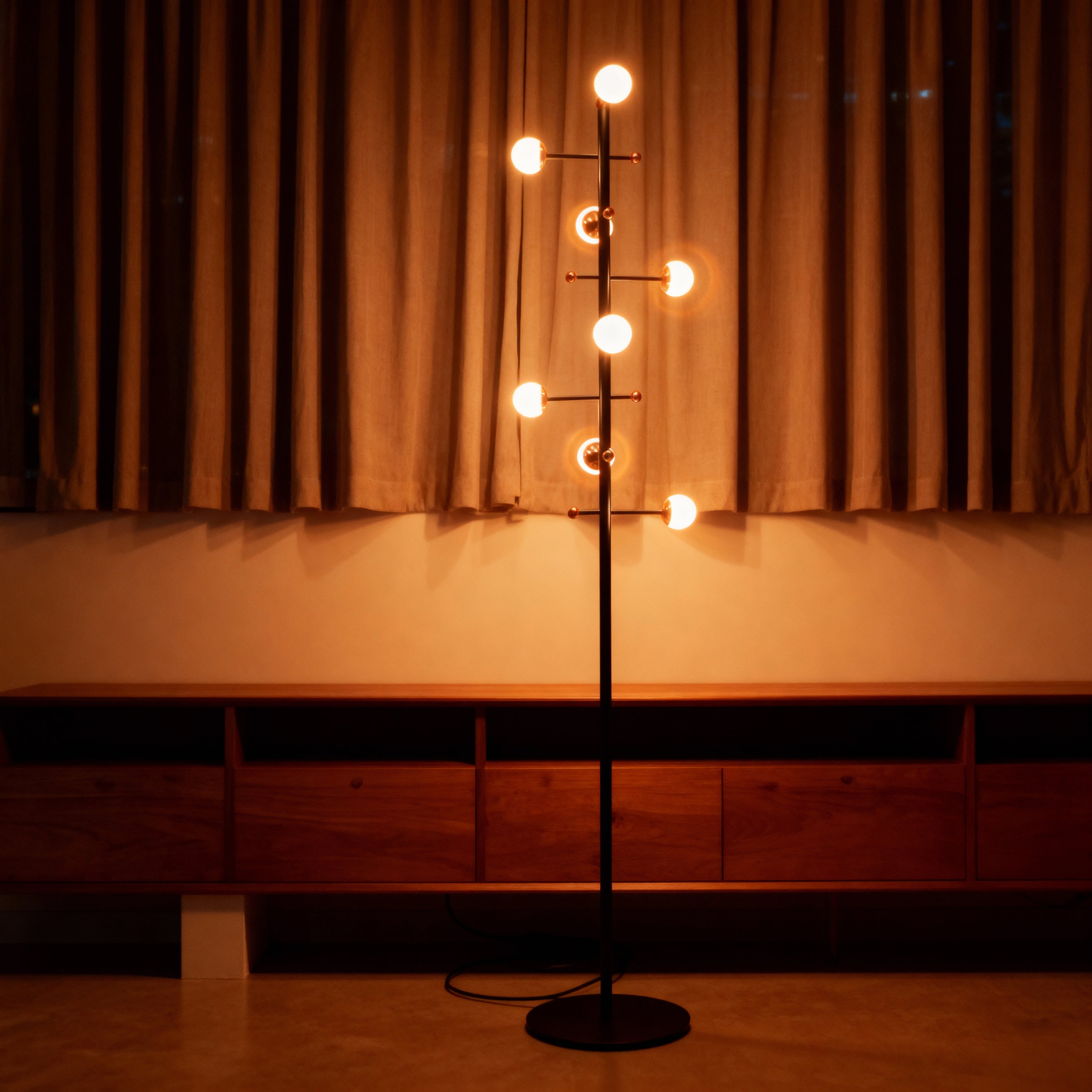 AuraLume Modern Dimmable Iron Floor Lamp With Opal Glass Globes | Temsk