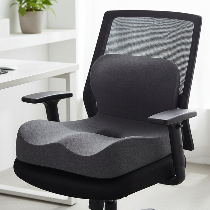OrthoEase Orthopedic L-Shape Seat Cushion With Memory Foam Back And Tailbone Relief | Temsk