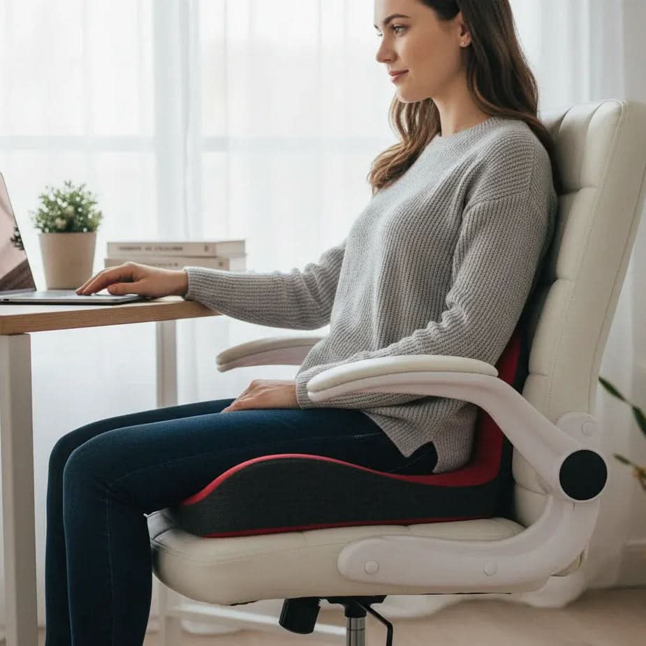 OrthoEase Orthopedic L-Shape Seat Cushion With Memory Foam Back And Tailbone Relief | Temsk