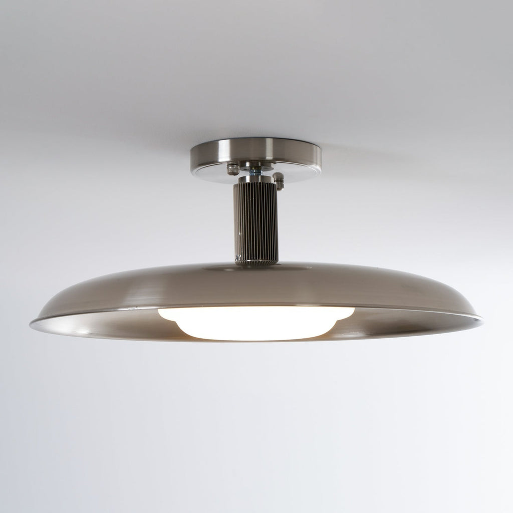 Ceiling Light With Hand-Blown Glass Shade And Textured Metal Rosette, Warm Ambient Glow | Temsk
