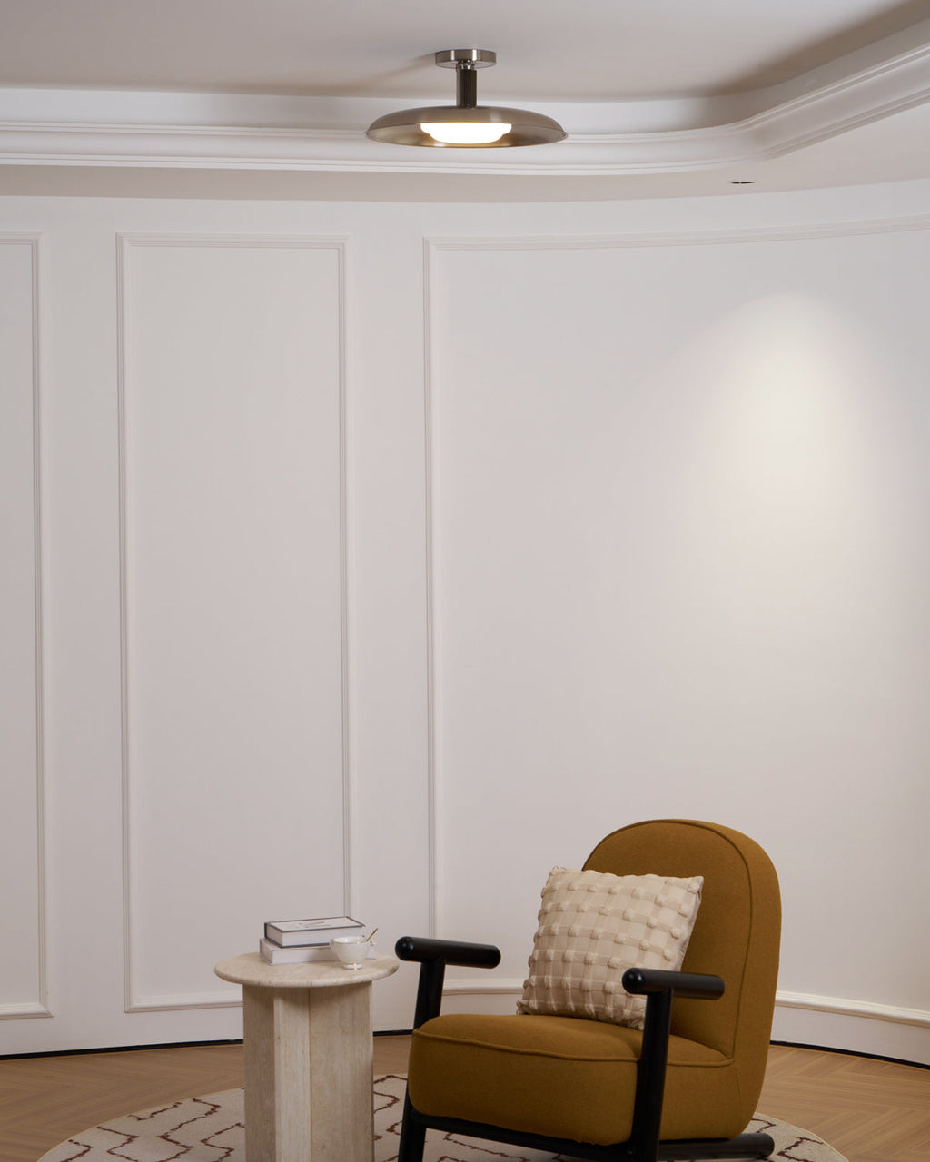 Ceiling Light With Hand-Blown Glass Shade And Textured Metal Rosette, Warm Ambient Glow | Temsk