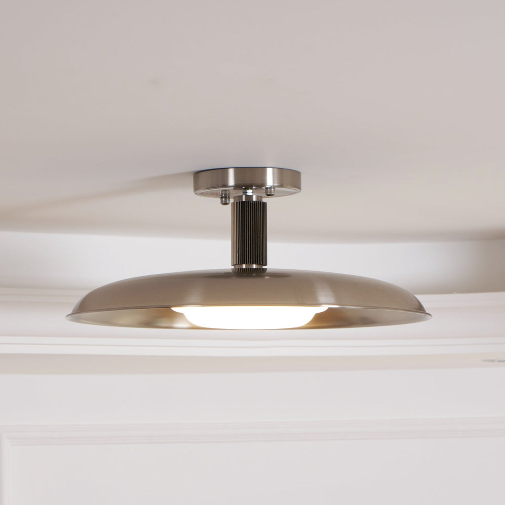 Ceiling Light With Hand-Blown Glass Shade And Textured Metal Rosette, Warm Ambient Glow | Temsk