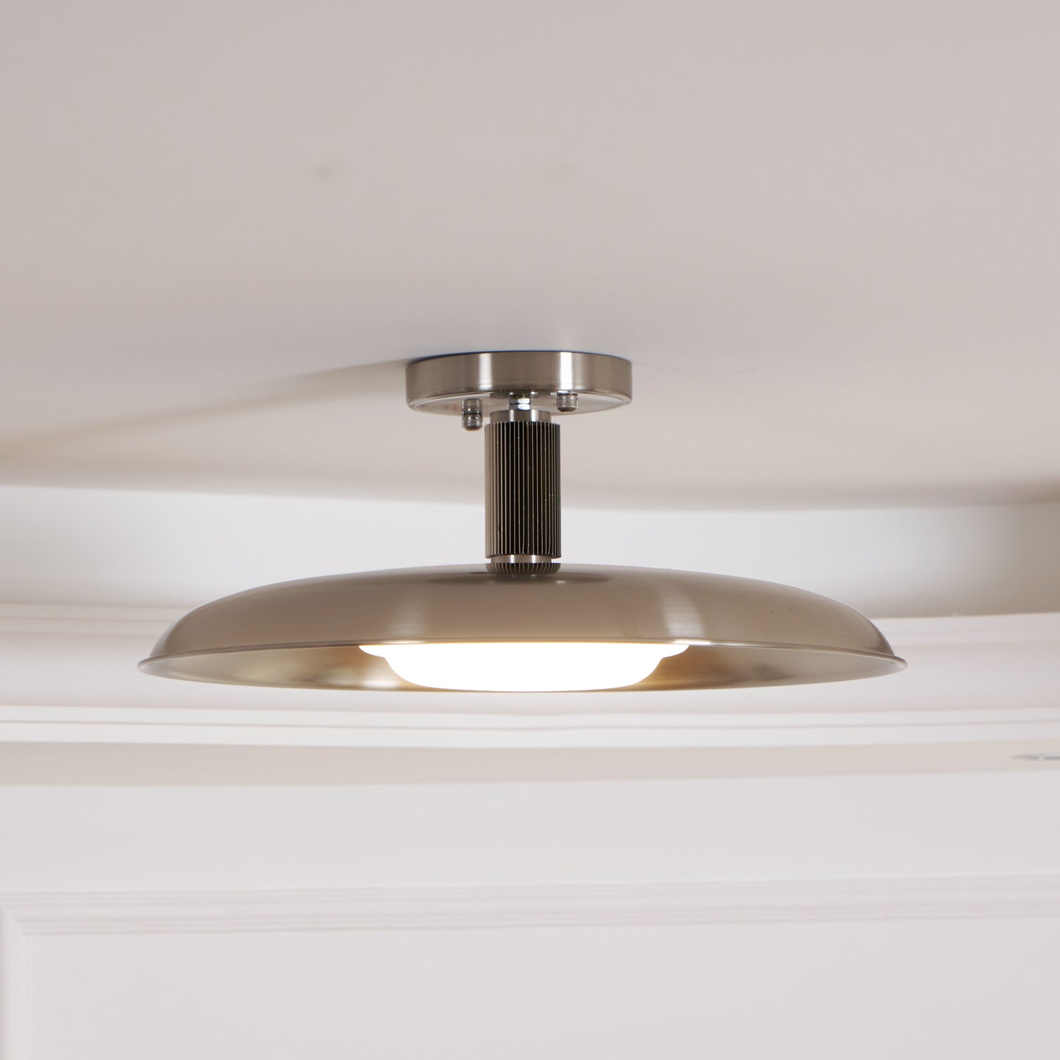 Ceiling Light With Hand-Blown Glass Shade And Textured Metal Rosette, Warm Ambient Glow | Temsk