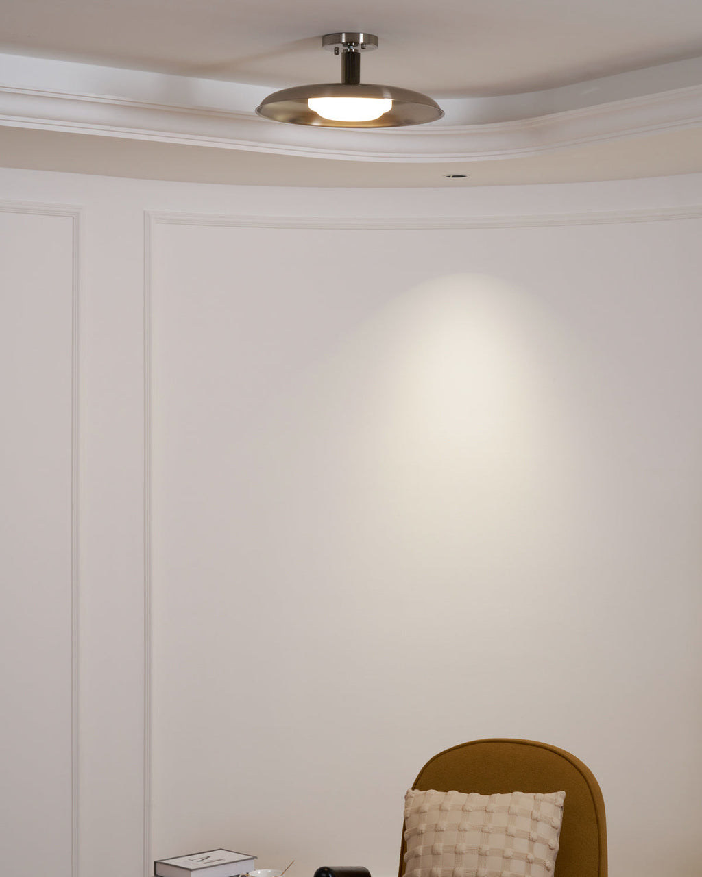 Ceiling Light With Hand-Blown Glass Shade And Textured Metal Rosette, Warm Ambient Glow | Temsk