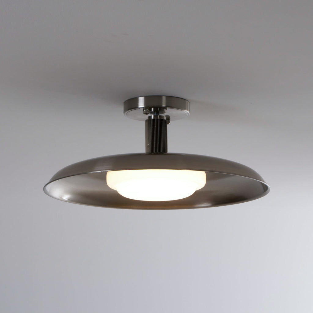 Ceiling Light With Hand-Blown Glass Shade And Textured Metal Rosette, Warm Ambient Glow | Temsk