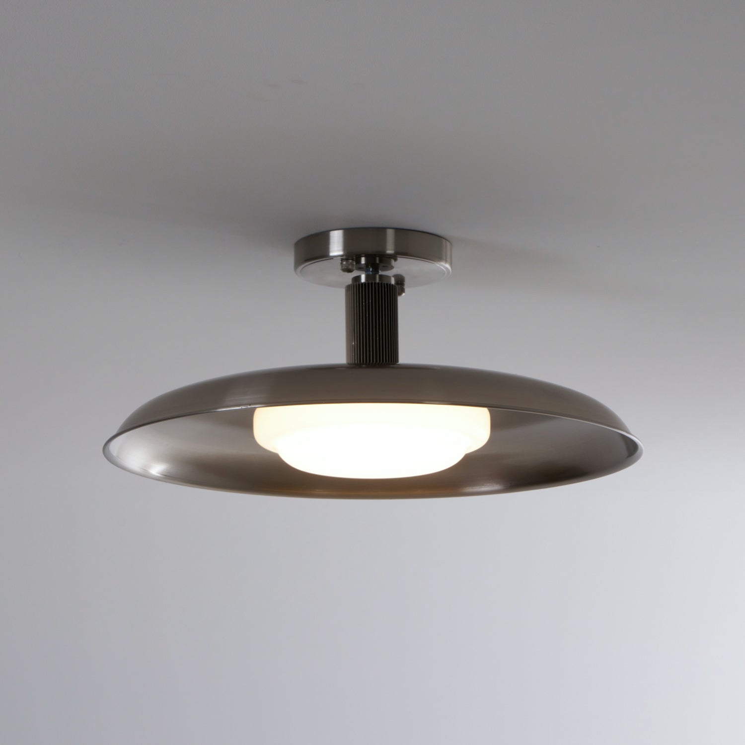 Ceiling Light With Hand-Blown Glass Shade And Textured Metal Rosette, Warm Ambient Glow | Temsk