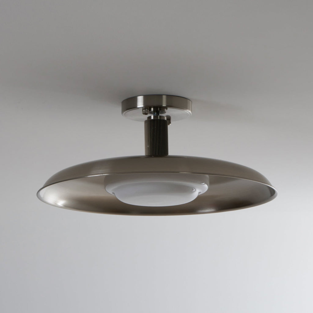 Ceiling Light With Hand-Blown Glass Shade And Textured Metal Rosette, Warm Ambient Glow | Temsk