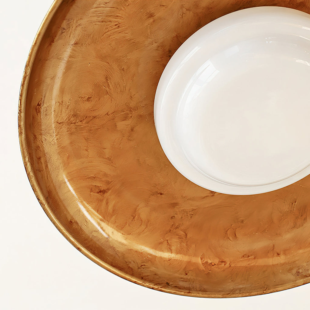 Ceiling Light With Hand-Blown Glass Shade And Textured Metal Rosette, Warm Ambient Glow | Temsk