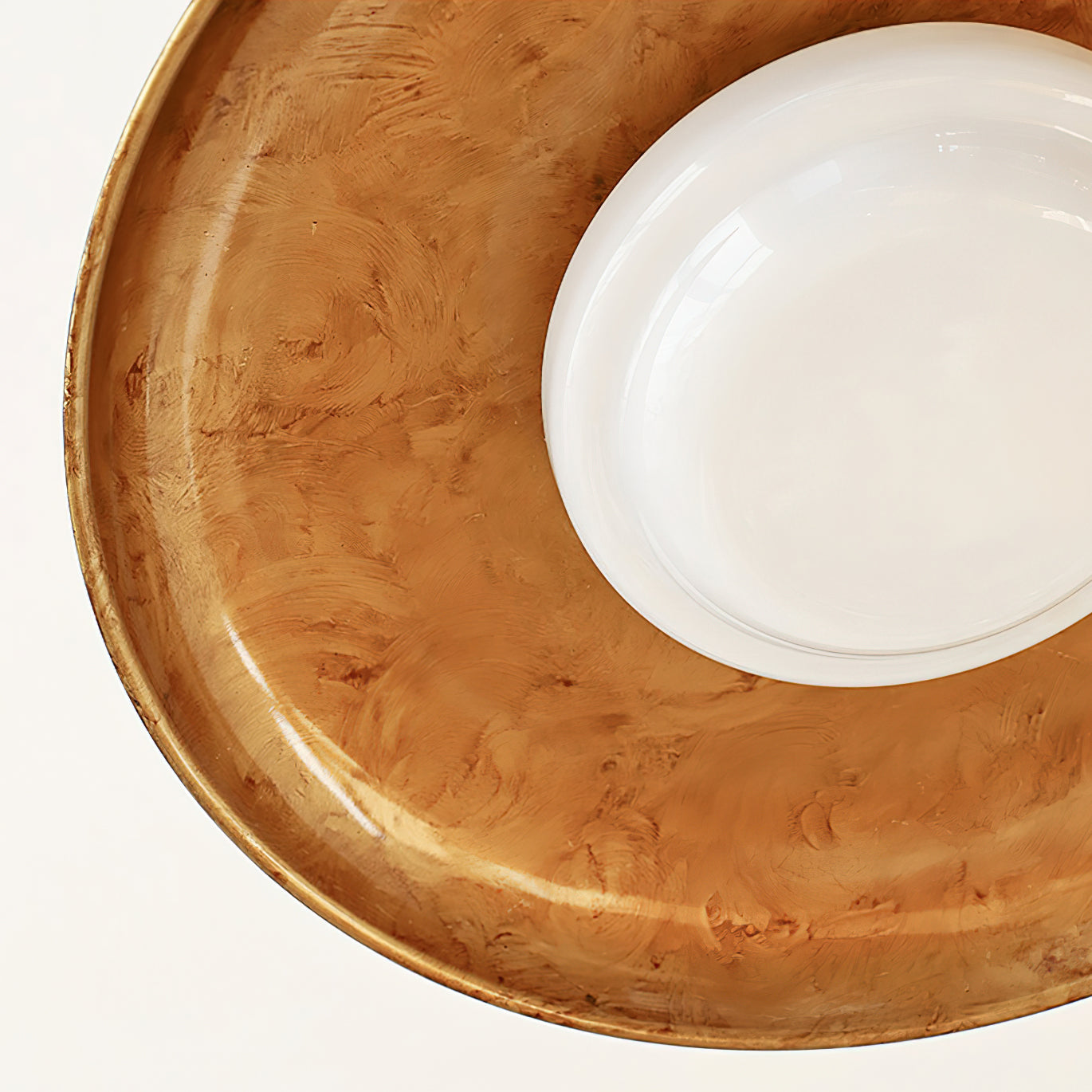 Ceiling Light With Hand-Blown Glass Shade And Textured Metal Rosette, Warm Ambient Glow | Temsk