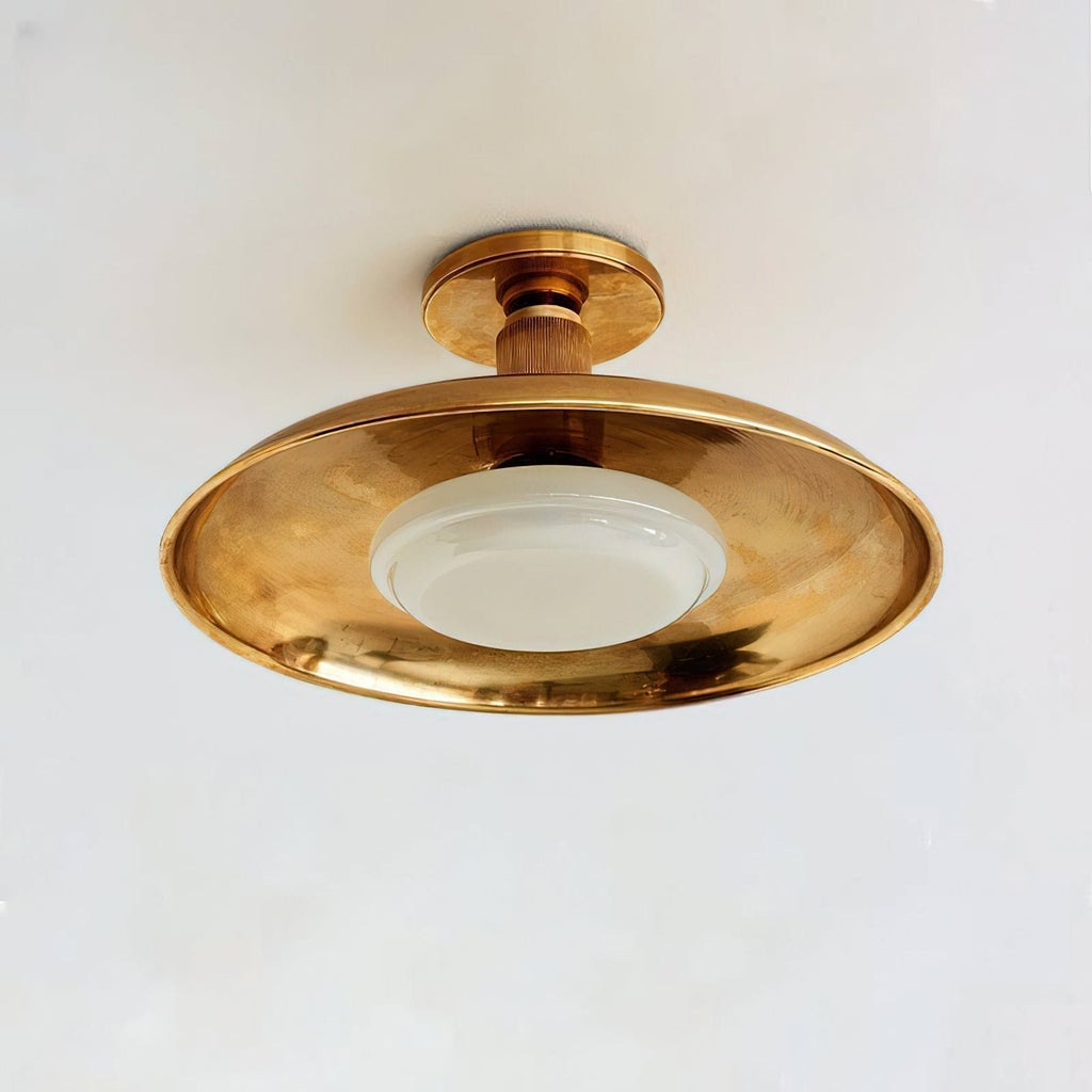 Ceiling Light With Hand-Blown Glass Shade And Textured Metal Rosette, Warm Ambient Glow | Temsk