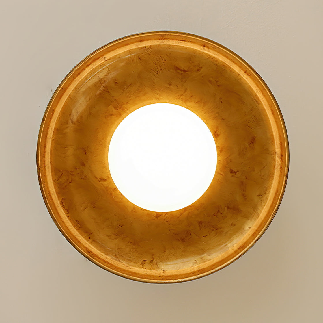 Ceiling Light With Hand-Blown Glass Shade And Textured Metal Rosette, Warm Ambient Glow | Temsk